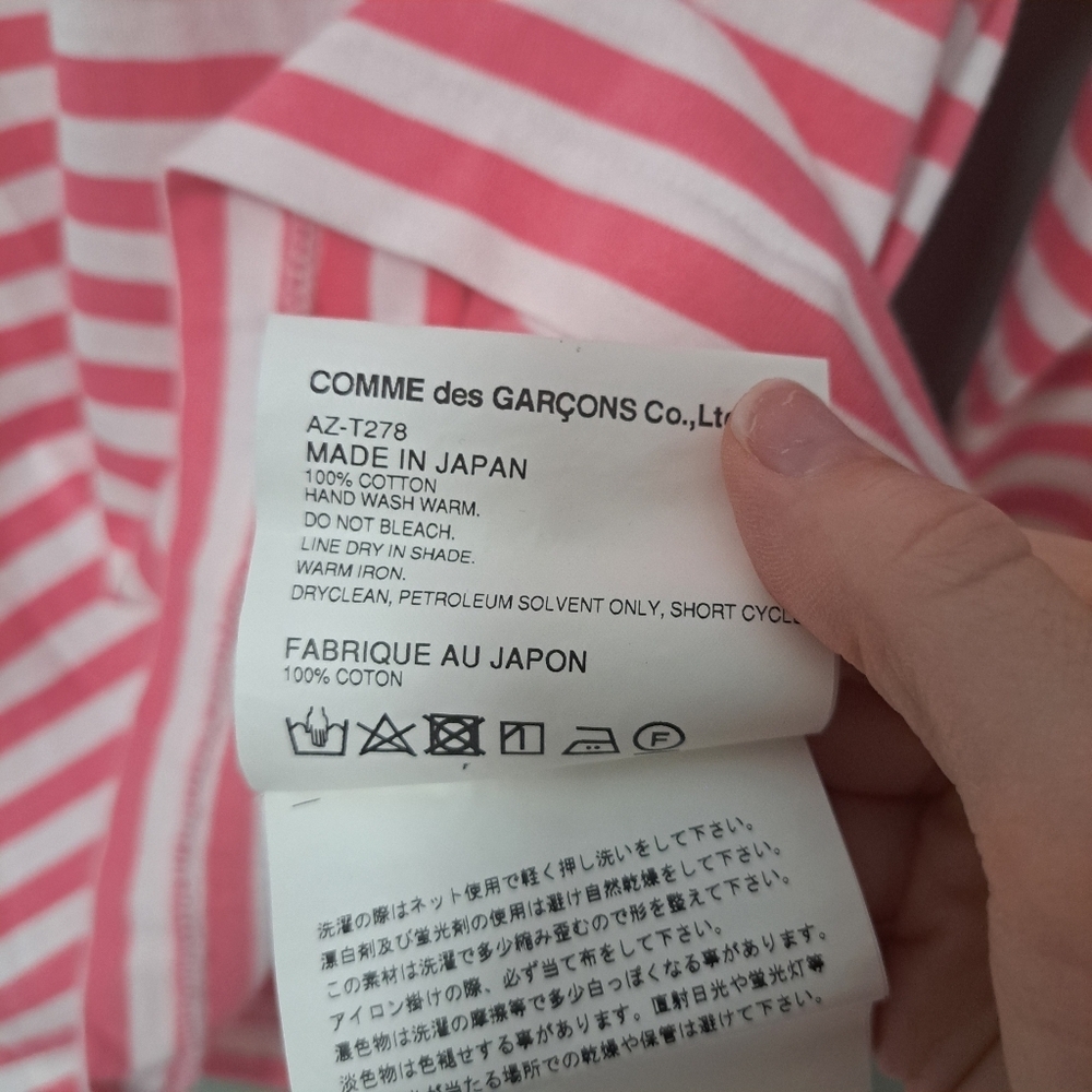 Comme Des Garcons Play Bright Stripe Long Sleeve T-shirt Pink Small NWOT - Picture 11 of 11